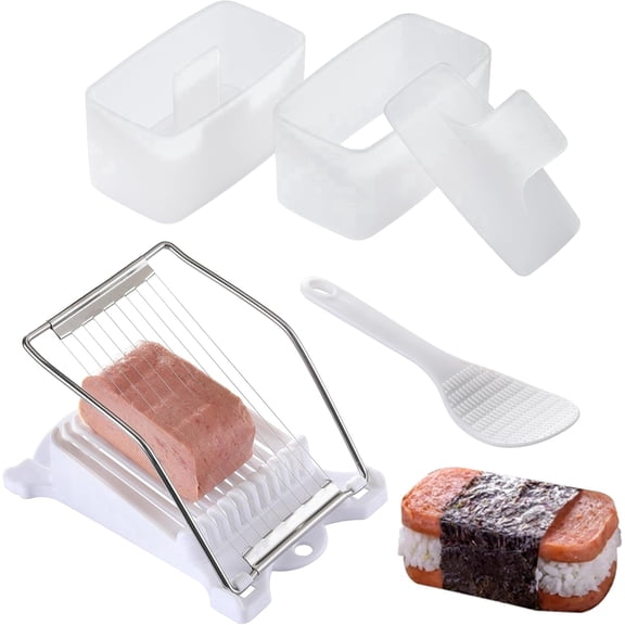 2Pcs Spam Musubi Maker Kit, Non-Stick Rice Press Mold with Slicer & Rice Spoon, Food Grade BPA Free Kitchen Making Tool