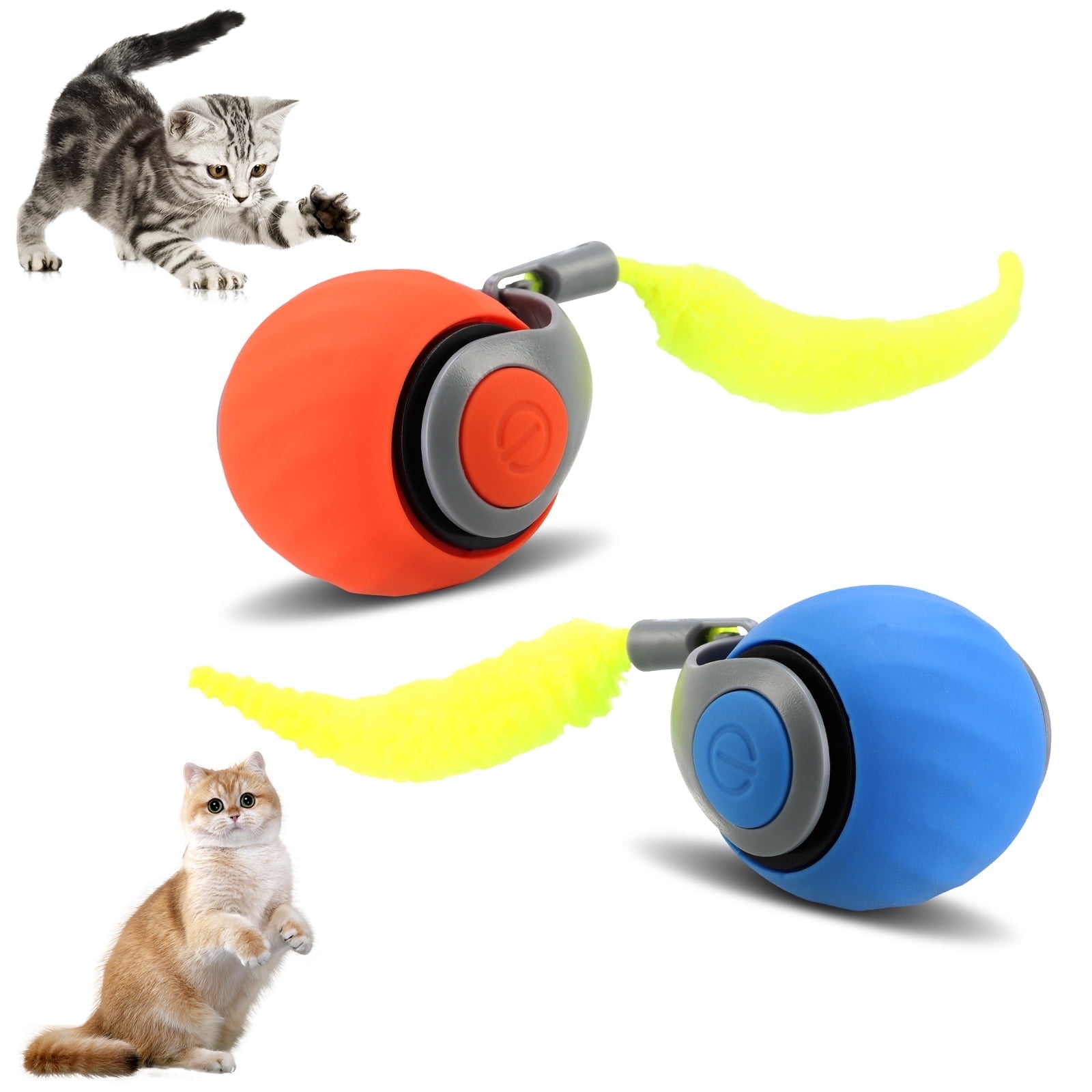 Jouet Chat Interactif Speedy Tail 2.0 - Balle Automatique à 2 Vitesses Avec Plumes