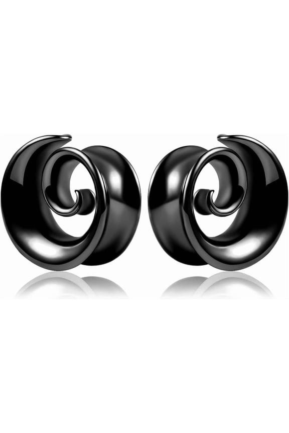2PCS Spiral Fine Saddle Ear Tunnels Plugs 316 Stainless Steel Ear Gauges Hypoallergenic Earrings Expander Stretcher Piercing Body Jewelry[c976]