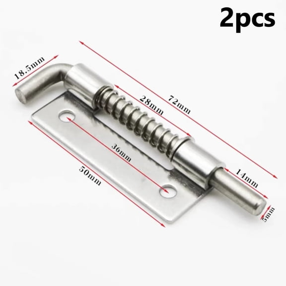 2PCS Spring Loaded Latch Pin 304 Stainless Steel Silver Window Cabinet Hinges Security Door Bolt Latch For Household Hardware