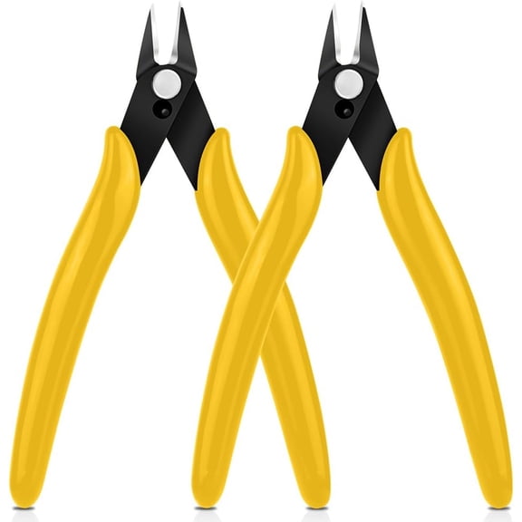 2PCS Spring-loaded Side Cutters Flush Cutters, Diagonal Cutters Precision Side Cutters, Diagonal Cutting Pliers in CRV Steel, Heavy Duty Cutting Pliers for Electrical, Homes