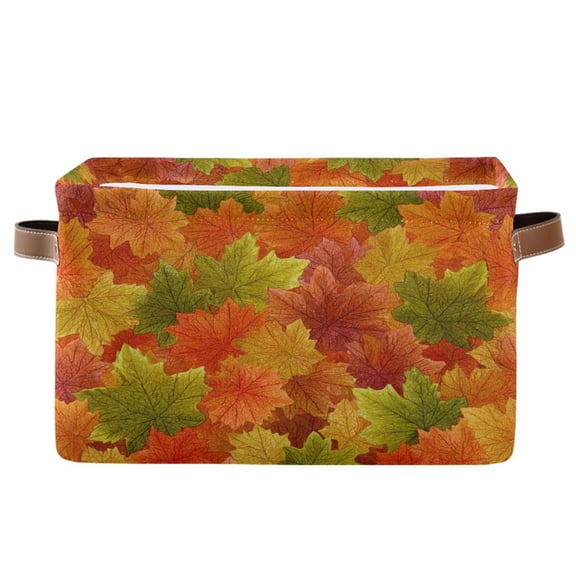 2PCS Square Storage Basket Home Storage Bins Bedroom Storage Basket Closet Storage Fashionable and Durable Colorful Maple Leaves