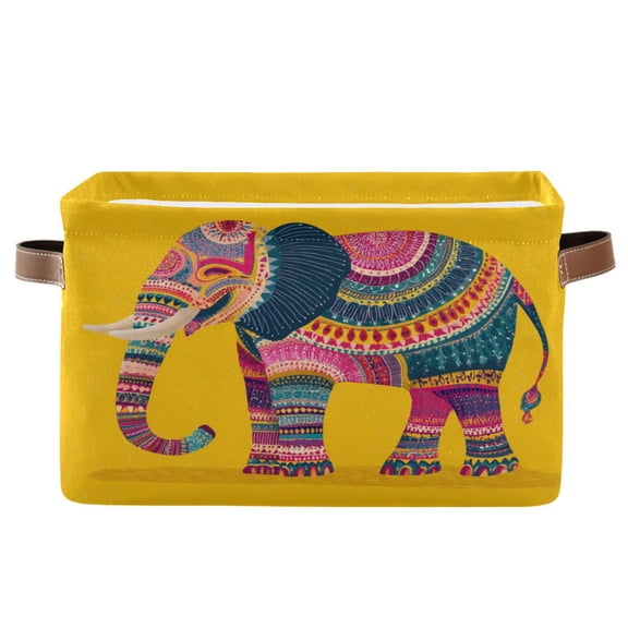 2PCS Square Storage Basket Home Storage Bins Bedroom Storage Basket Closet Storage Fashionable and Durable Pink Elephant