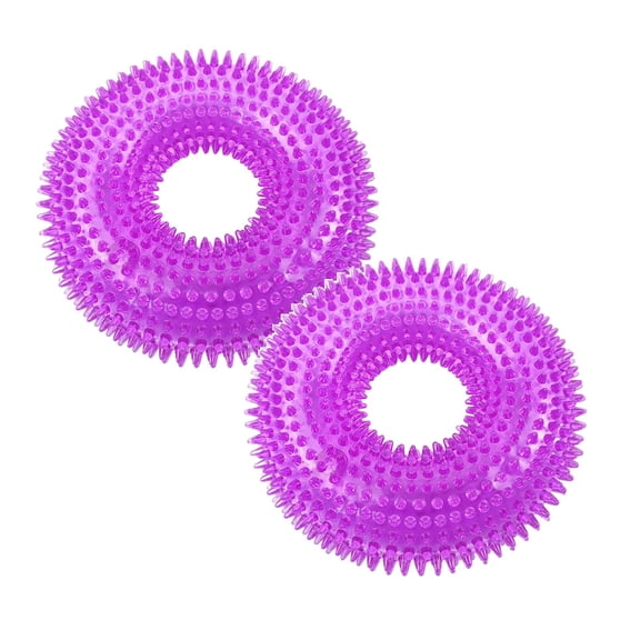 2PCS Squeaky Spiky Ring For Chewers Puppy Teething For Boredom Interactive Training Ring For Small Medium Large Outdoor 10Cm Utility