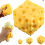 2PCS Squeeze Set, 2.4 Inch Cheese Block Fidget for Desk Relaxation, Novelty Stocking Stuffer and Birthday Gift