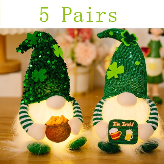 2pcs Irish Festival Faceless Plush Doll, Handmade Luminous Faceless Table Dolls Gnomes Ornament for Home Decoration Gnome Stuffed Plushie Ornaments