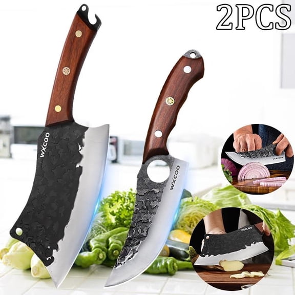 2PCS Stainless Stee Santoku Knife Unique Knives Beef Knife Sharp Chef Knife Boning Knife Utility Knife Multipurpose Knife Cutting Knife for Cooking Fish Meat Cleaver Sashimi Knife Gadgets for Kitchen