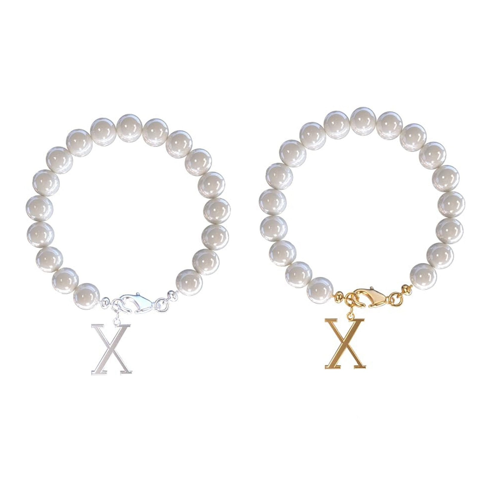 2PCS Stainless Steel 26 Letters Charm 26 Initial Cup Accessories Pearl