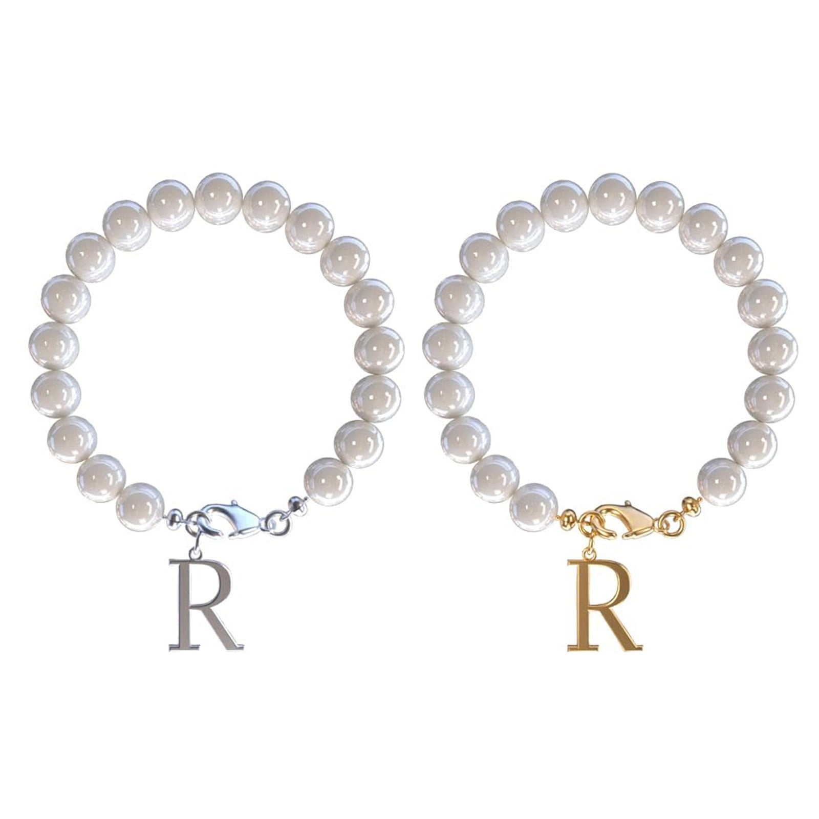 2PCS Stainless Steel 26 Letters Charm 26 Initial Cup Accessories Pearl