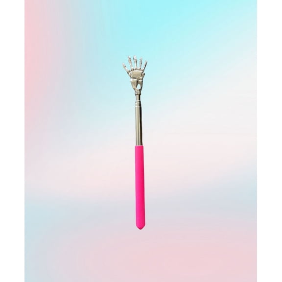 2PCS Stainless Steel Back Scratcher,Portable Retractable Long Reach with Non-Slip Rubber Handle,Ergonomic Design for Arthritis Relief,Travel-Friendly Durable Set pink