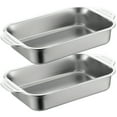 thumbnail image 1 of 2PCS Stainless Steel Cake Pans, Rectangle Sheet Pans with Handles for Baking, Shallow Thickened Design, Easy-Clean Nonstick Pans for Oven Use, Ideal for Roasting and Cooking, 1 of 5
