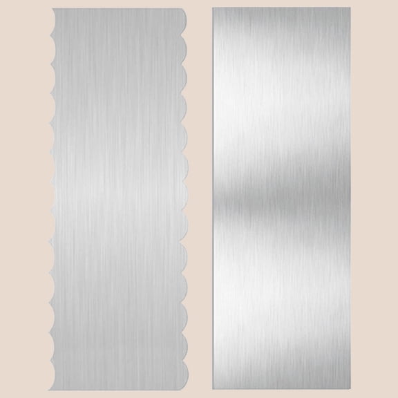 2PCS Stainless Steel Cake Scraper Metal Spatula Flat and Double Sided Serrated Blade for Baking Decoration