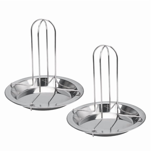 2PCS Stainless Steel Chicken Roaster Rack Vertical Turkey Holder with Drip Bowl for Grill Oven Smoker for Home & Camping