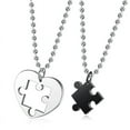 2PCS Stainless Steel Couples Love Heart Puzzle Pendant Necklace for