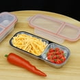 thumbnail image 1 of 2PCS Stainless Steel Divided Snack Container with Lid for Kid Leak Proof Lunchbox Reusable Food Storage Container with Compartment for School, 1 of 8