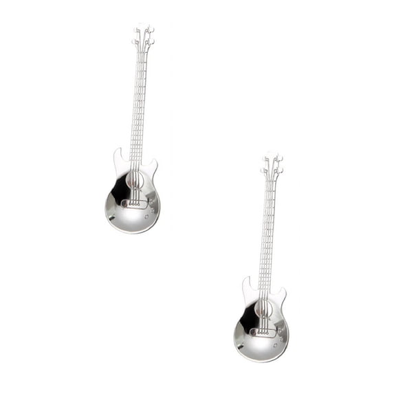 2PCS Stainless Steel Guitar Mixing Stirring Coffee Tea Spoons -Elegant,Mutifunctional for Cafe Latte,Hot Chocolate,Hot Drinks,Dessert