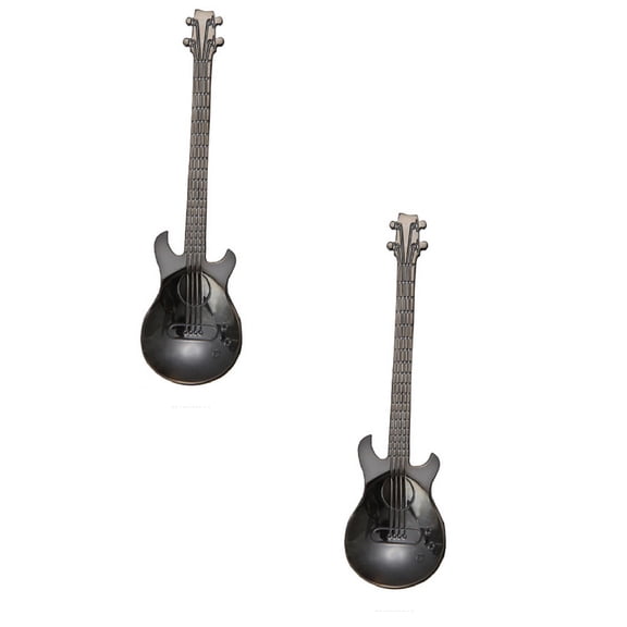 2PCS Stainless Steel Guitar Mixing Stirring Coffee Tea Spoons -Elegant,Mutifunctional for Cafe Latte,Hot Chocolate,Hot Drinks,Dessert