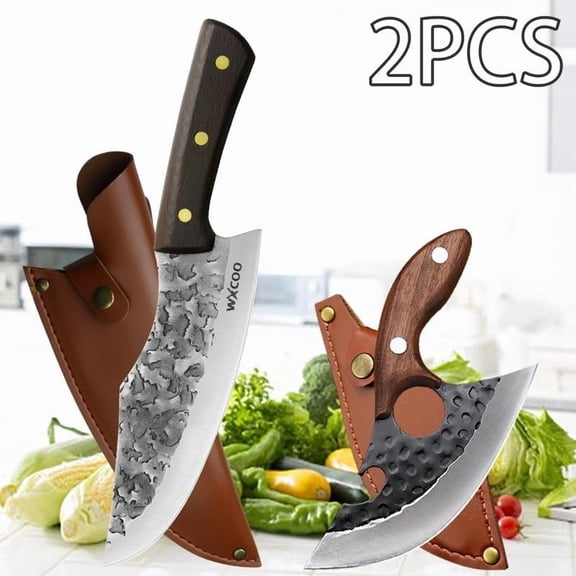 2PCS Stainless Steel High Quality Utility Knife and Professional Multipurpose Chef Knife for Kitchen Cooking Fruit Meat Meat Cleaver Pizza and Christmas Gifts Durable Kitchen Cutting Tools