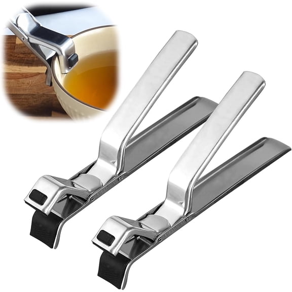2PCS Stainless Steel Hot Plate Gripper Clips - Multi-Purpose Hot Bowl Dish Plate Gripper Clips Tongs Clamp Holder for Oven, Air Fryer, Steamer, Pots & Bowls, Non-Slip Design