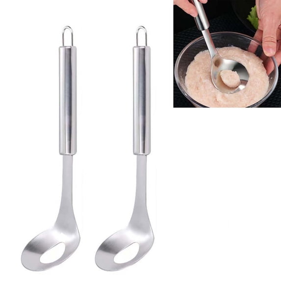 2PCS Stainless Steel Meatball Spoon, Manual Meat Pressing Spoon for Meatballs and Fish Balls Household Kitchen Meatball Maker