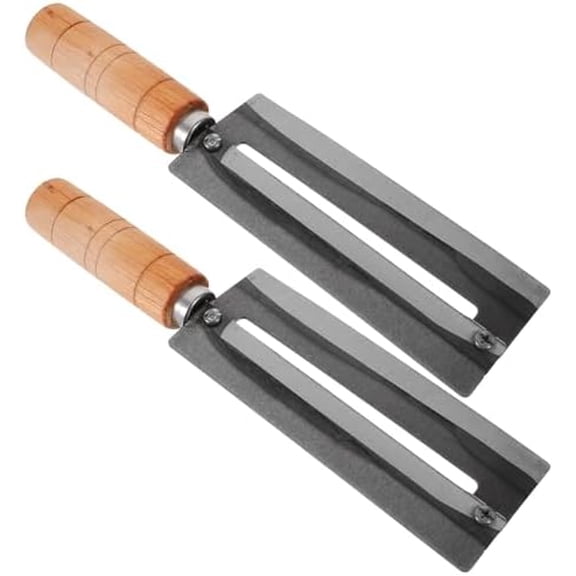 2PCS Stainless Steel Paring Potato Peelers, Fruit Peeler Tool Vegetable Peeler Sugar Cane Peeler Knife, High Carbon Steel Cane Cutter Wood Handle Pineapple and Fruit Peeler for Home