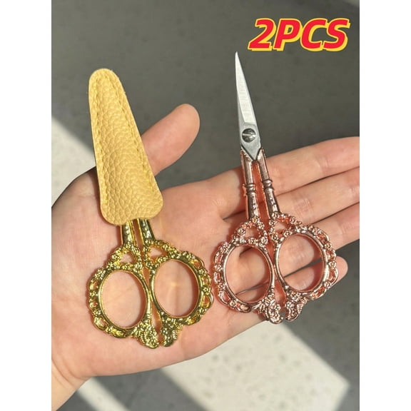 2PCS Stainless Steel Precision Scissors Multi Purpose For Office Crafts Embroidery Durable Sharp Blades For Professionals Hobbyists Ideal Gift For Artists Craft