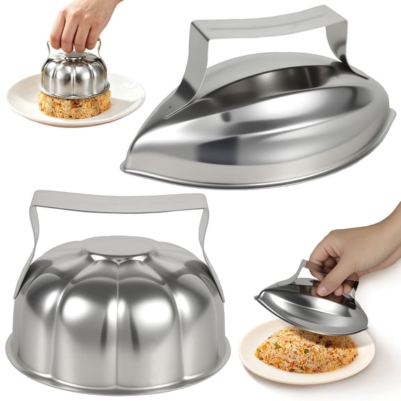 2PCS Stainless Steel Rice Mold Rice Shaper Mold Pumpkin Shape Mold Press Mould with Handle for Egg Fried Omurice Omelette Sushi Plating