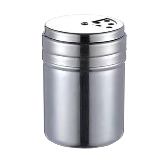 2PCS Stainless Steel Salt and Pepper Shakers,Spice Dispenser Seasoning Spice Shaker with Lid and Handle, Metal Dredge Shaker for Powder Sugar Cooking Kitchen Baking(Silver2,2.28x2.28x3.14")