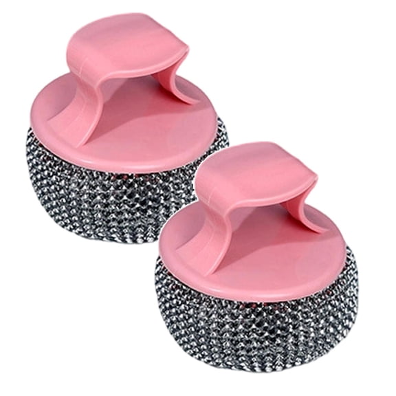 2PCS Stainless Steel Scrubber, Clearance, Steel Wool Srubber for Scouring Stubborn Messes from Pots and Pans, Steel Wool Scrubber for Kitchens Pans, Stoves, Broiler Racks, Grills(Pink)
