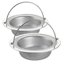2PCS Stainless Steel Sink Strainer, Universal Kitchen Sink Drain Strainer with Handle, Food Catcher Basket, Fits Most Kitchen Sinks