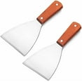 thumbnail image 1 of 2PCS Stainless Steel Slant Grill Griddle Spatula Scraper Diner Flat Straight Blade, 1 of 6