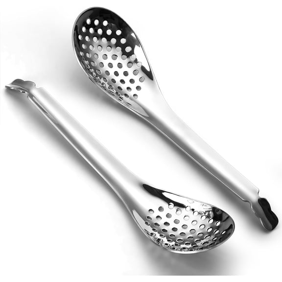 2PCS Stainless Steel Spherification Spoon, Slotted Caviar Spoon for Molecular Gastronomy, 1/8 Inch Perforations, Dishwasher Safe(xxw)