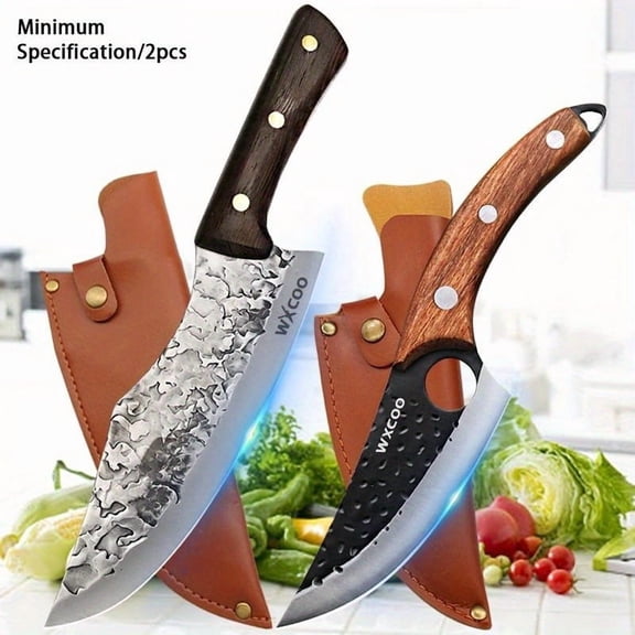 2PCS Stainless Steel Utility Knife and Cooking Knife Set Professional Chef Knives Multi-Purpose Sashimi Knife Camping Beef Fruit Knife Gifts for Men Kitchen Must Haves Fish Knife
