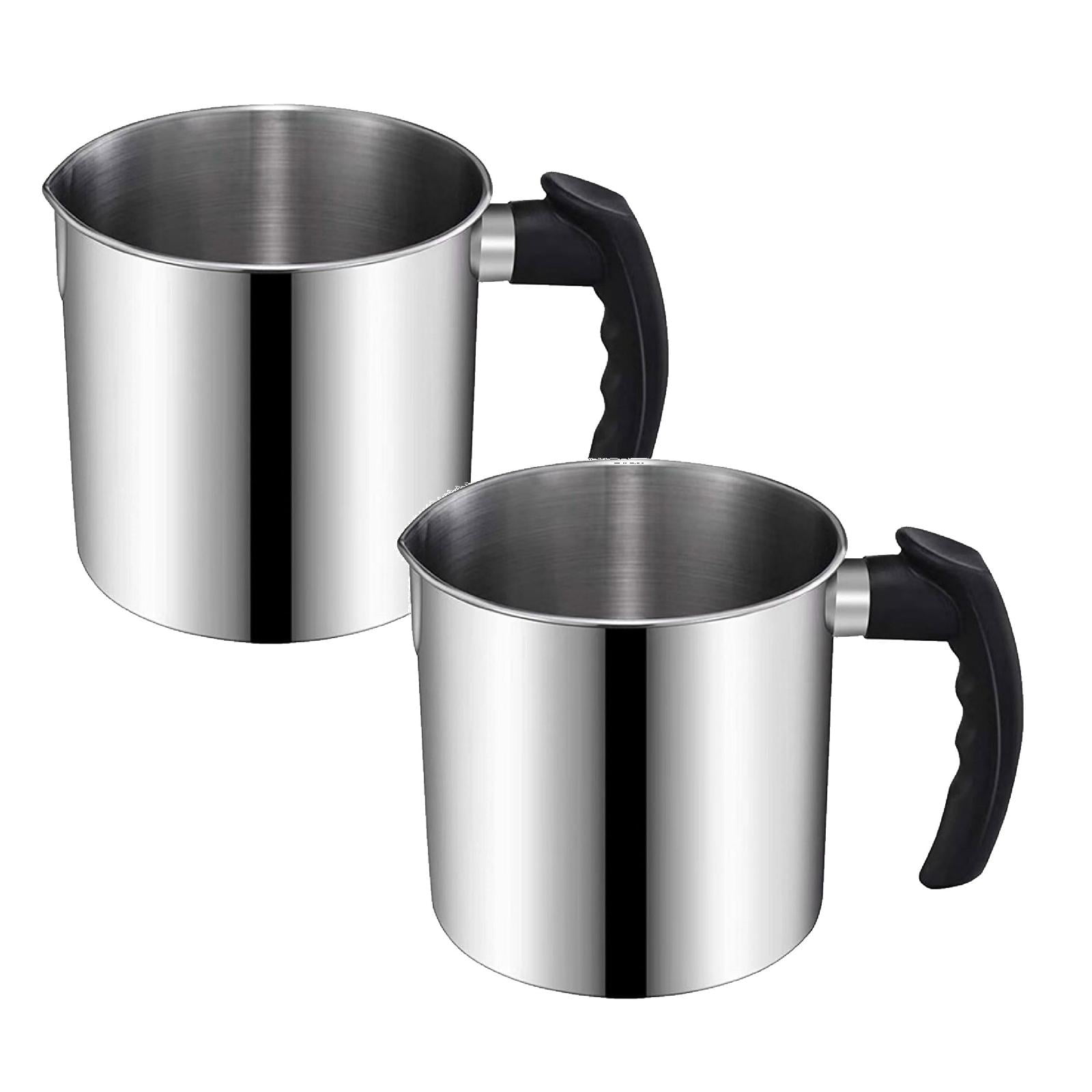 2PCS Stainless Steel Wax Melting Pots with Heat-Resistant Handles and Dripless Spouts – Double Boiler Candle Making Set for DIY, Hobbyists & Professionals double boiler wax melting set with dripless