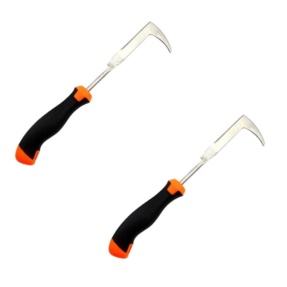 2PCS Stainless Steel Weeding Tool with Handle, L-Shaped Side-Walk Puller Spatula, L-Shaped Manual Weeder Puller for Garden Yard Patio Terrace Paving Garden Tool