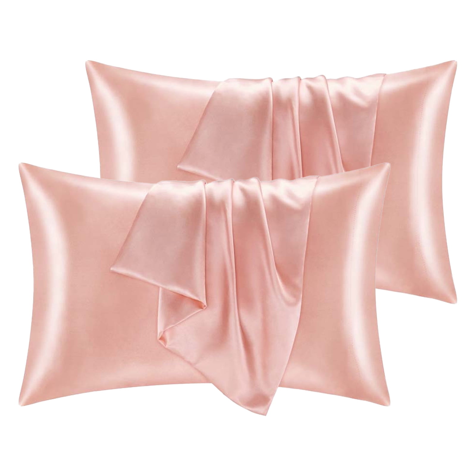 2PCS Standard Size Satin Pillow Covers with Envelope Closure Silk Satin