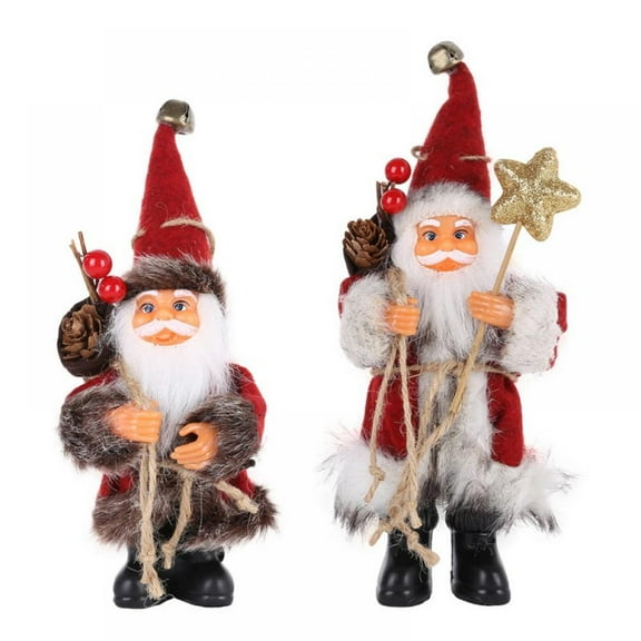 2PCS Standing Santa Claus Christmas Figurine Figure Decoration
