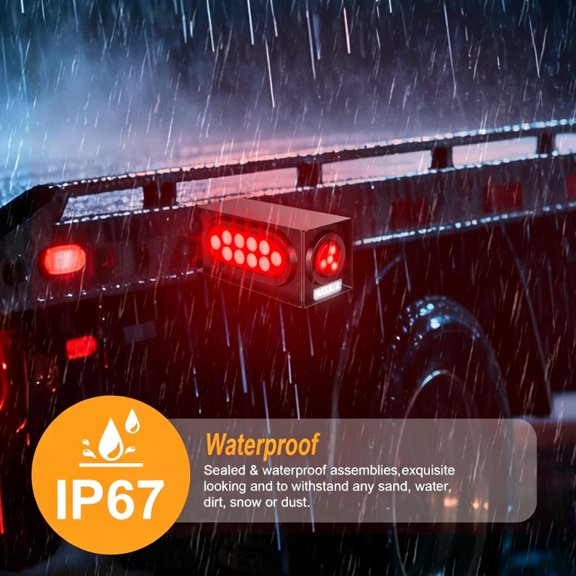 2PCS Steel Trailer Light Boxes Housing Kit with Red Tail Lights, Red Side Marker & White License Plate Lights, DOT Certified 28 LED IP67 Waterproof Complete Lighting Set, Easy Installation