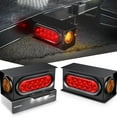 thumbnail image 1 of 2PCS Steel Trailer Light Boxes Housing Kit w/ 6Inch Oval Red Tail Lights 2 Inch Round Amber Side Marker 3LED License Plate Lighting w/Grommet Plugs, 1 of 4