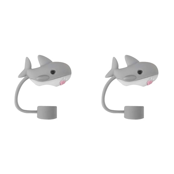 2PCS Straw Cover Cap, Silicone Sea Animal Straw Topper, 10mm 0.4in Dust-Proof Reusable Straws Tips Lids(A)