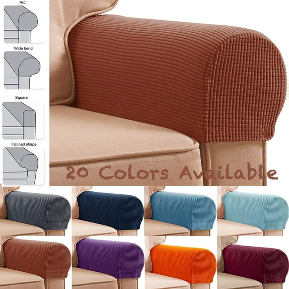 2PCS Stretch Armrest Covers Anti-Slip Furniture Protector Washable Armchair Slipcovers for Recliner Sofa with Twist Pins