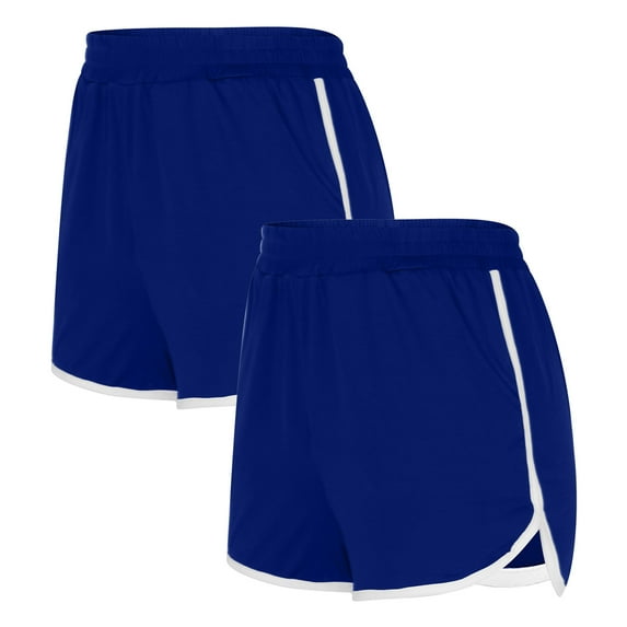 2PCS Stretchy Workout Shorts Solid Color Shorts For Casual Loose Comfy Elastic Waist Yoga Athletic Short Pants Trendy Beach Shorts on Clearance,Blue S