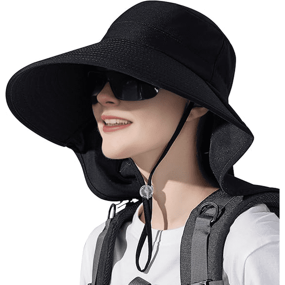 2PCS Sun Hats for Women with Neck Flap Ponytail Hole Women Sun Hats Rollable UV Protection Fishing Hats Wide Brim UPF 50 