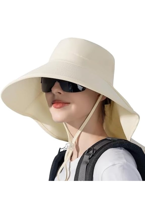 2PCS Sun Hats for Women with Neck Flap Ponytail Hole Women Sun Hats Rollable UV Protection Fishing Hats Wide Brim UPF 50+