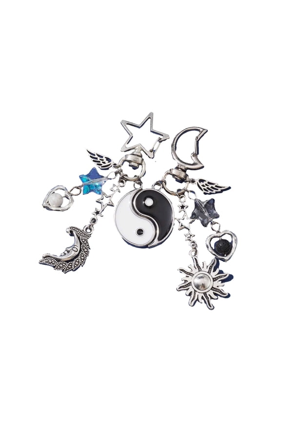 2PCS Sun Heart Charm Keychain Sweet Handbag Pendant Couple Keyring Backpack Decoration Jewelry for Couple Friend