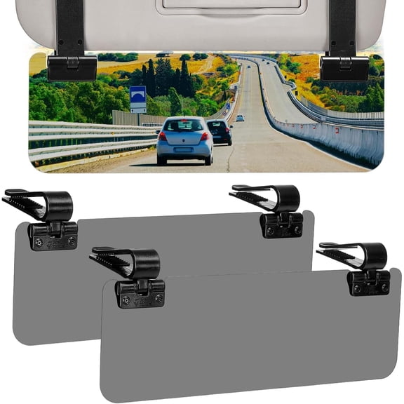 2PCS Sun Visor Extender, Anti-Glare Car Sun Visor Adjustable Double-Clip Shade for Safer & Comfort Driving, Easy to Install, Extender