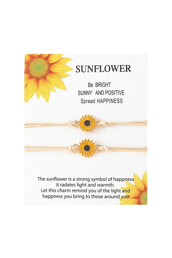 2PCS Sunflower Bracelets Jewelry for Women Girls Flower Friendship Dainty Jewelry Gift for Couples