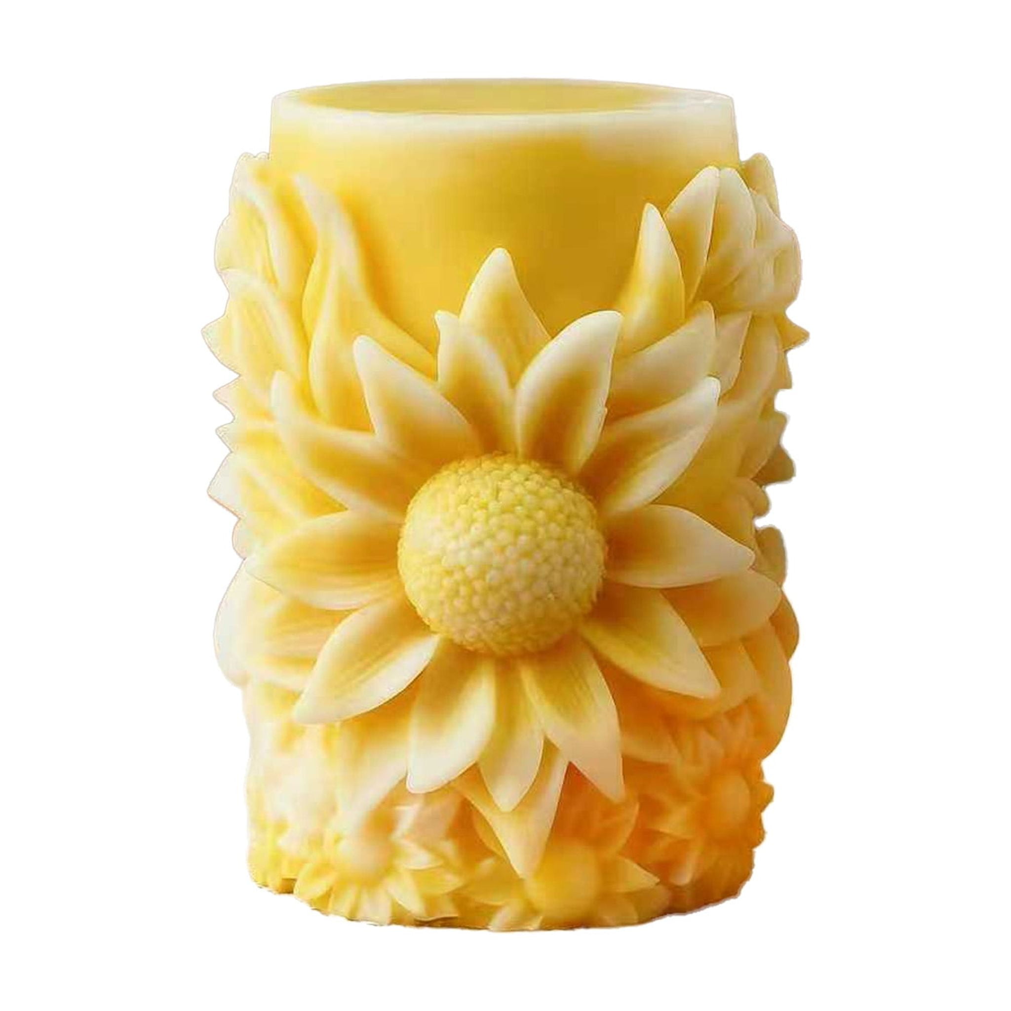 2PCS Sunflower Flower Silicone Candle Molds Sunflower Flower cylinder Candle Mold Blooming Flower Candle Mold Flower Soap Mold 3D Round Cylinder Casting Mold for DIY Decor Crafts Supplies