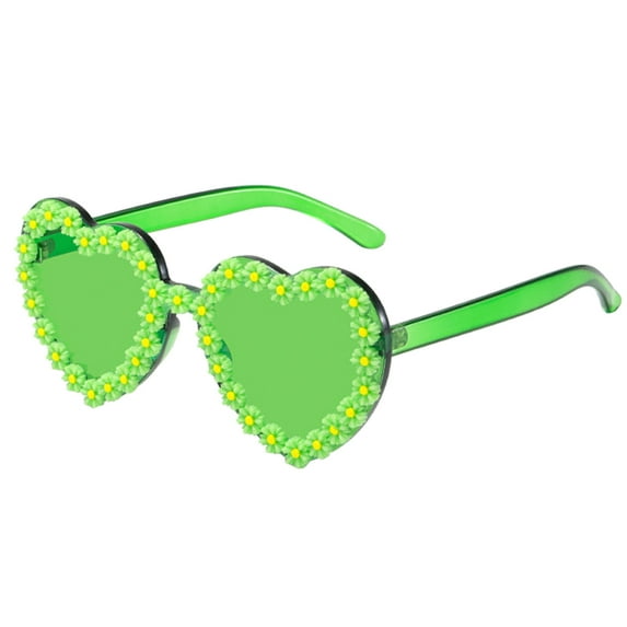 2PCS Sunglasses Heart Floral for Women Fashion Style Rimless Clear Package