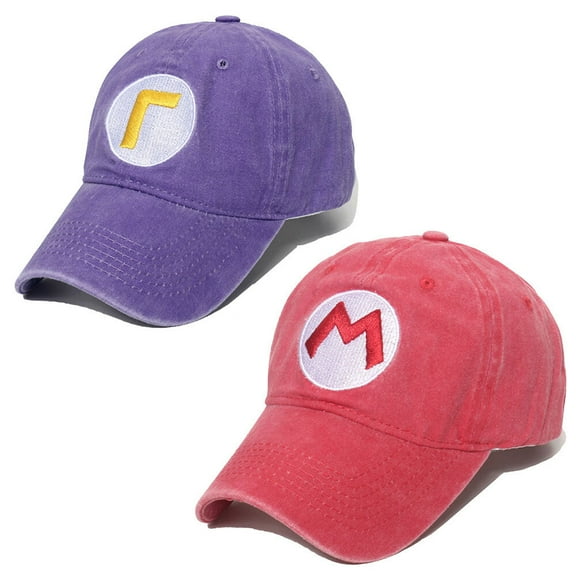 2PCS Super Brothers Baseball Cap for Women Men Kids Halloween Adjustable Cosplay Hat